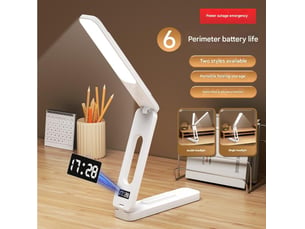 Lampe de bureau led avec horloge connectée, pliable – 3 températures de couleur, commande tactile-monotête-version usb