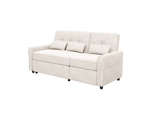 Canapé convertible 3 places 176x148x83 cm, canapé-lit extensible 3 en 1 avec dossier réglable 3 positions, repose-pieds intégré,tissu chenille-beige