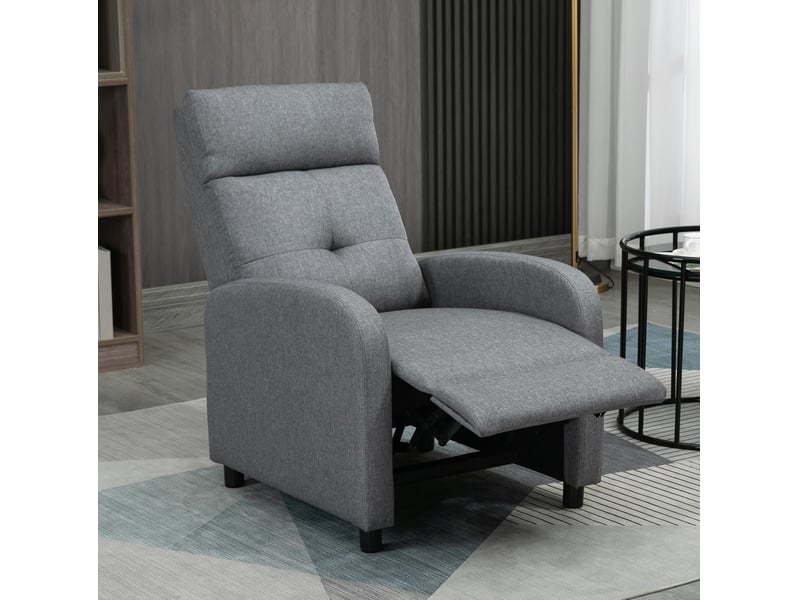  Fauteuil relax avec dossier inclinable jusqu’à 155° et repose-pieds, ressorts ensachés, polyester gris  - Conforama B