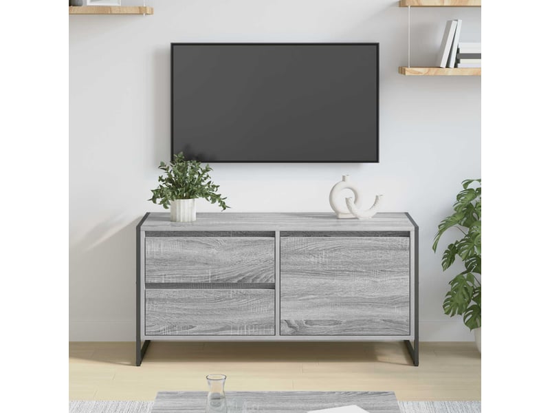  Meuble tv - banc tv - meuble de rangement 100 x 36 x 49.5 cm gris sonoma bois d'ingénierie  - Conforama B