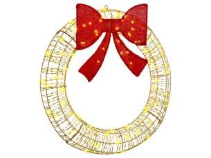 Couronne de noël, décoration de noël blanc chaud 90 x 90 x 9 cm pet 80 led cf61769