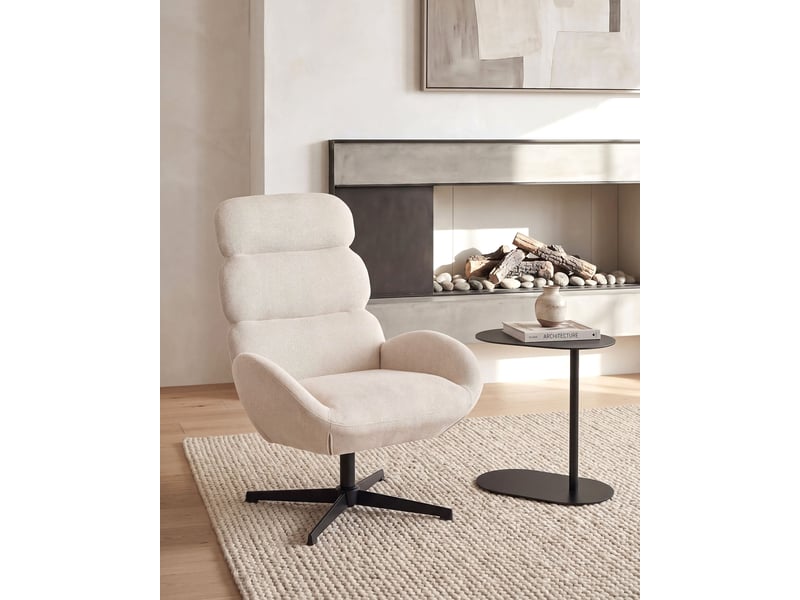 Fauteuil pivotant aalborg tissu beige clair - Conforama B