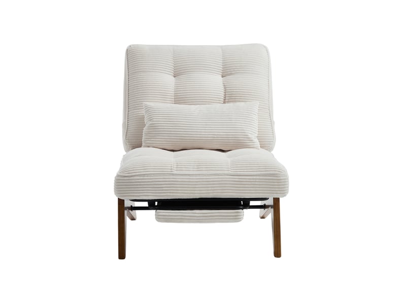  Fauteuil relax réglable en velours côtelé beige avec repose-pieds et coussin lombaire  - Conforama A