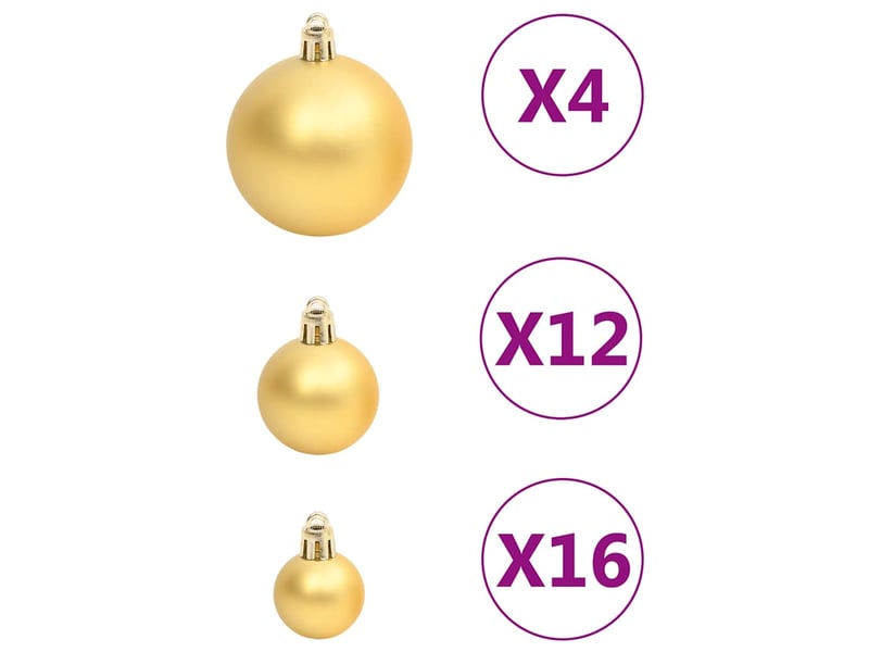  Ensemble de boules de noël 111 pièces doré polystyrène  - Conforama E