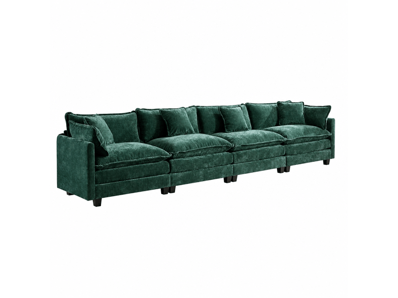  Canapé nuage 4 places moderne en chenille respirante coussins double couche vert  - Conforama A
