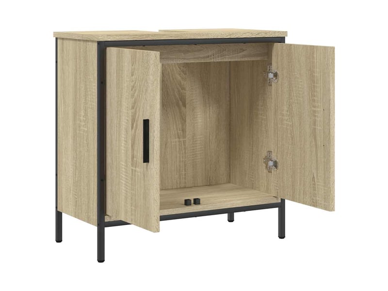  Armoire lavabo salle de bain, meuble de rangement chêne sonoma 60x30x60 cm  - Conforama E