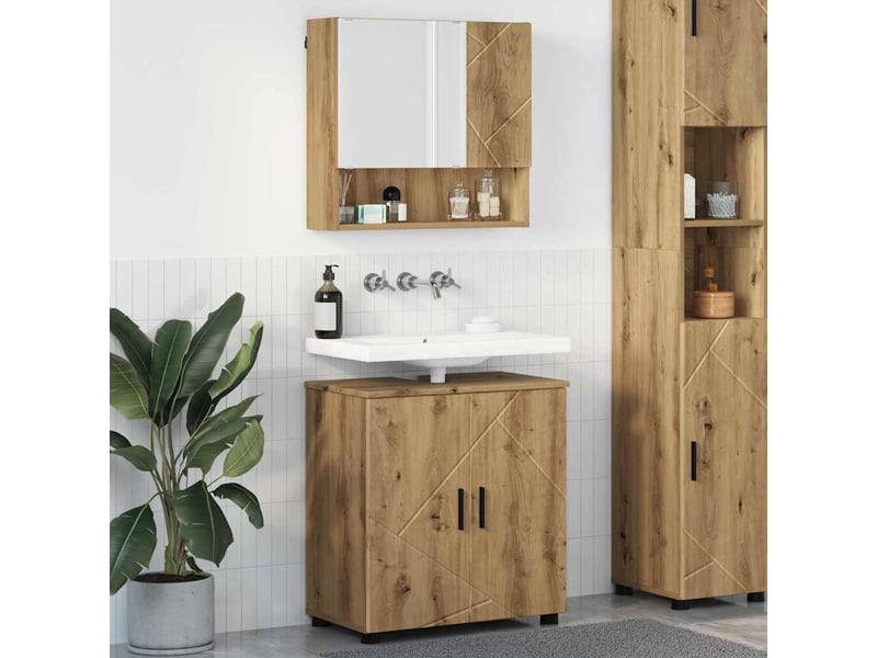 Ensemble de mobilier de salle de bain 2 pc chêne artisanal cf64044 - Conforama B