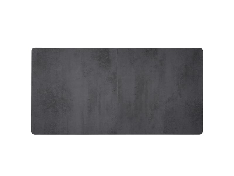 Table à manger rectangulaire de style industriel, plateau en panneaux de particules gris et structure en métal noir - Conforama E