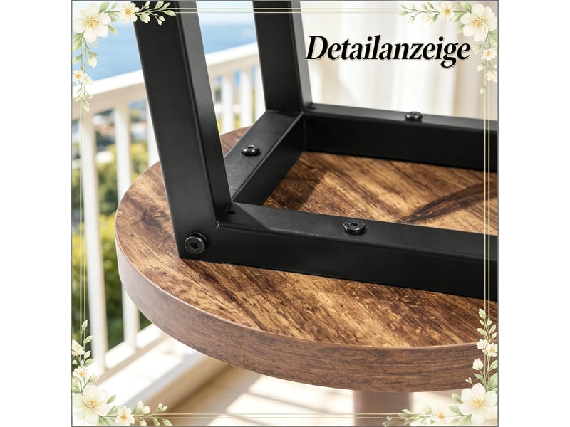  Tabourets de bar lot de 2 avec repose-pieds - lpospi - structure métal, assise mdf, cuisinebistro - noir vintage  - Conforama E
