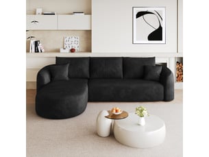 Canapé d'angle compressé gauche fixe <strong>STILVORA</strong> <strong></strong> 2 places Tissu Noir
