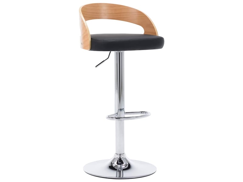  Lot de 2 tabouret de bar, chaise de bar noir similicuir et bois courbé  - Conforama C