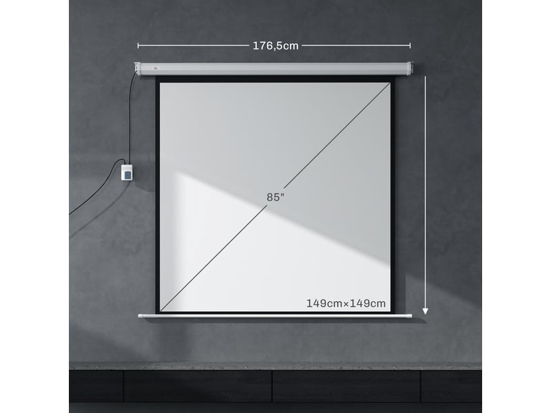  Écran de projection motorisé 85 pouces, 4k hd électrique, panneau de commande et télécommande, montage mural ou plafond  - Conforama C