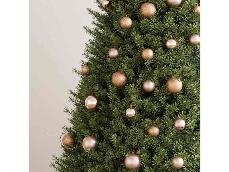  Set de boules de noël avec pic et 150 led 60 pcs doré rose  - Conforama D