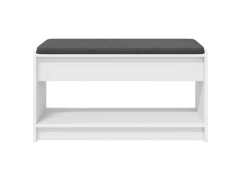  Banc d'entrée blanc 83x38x45 cm bois ingénierie et tissu  - Conforama E