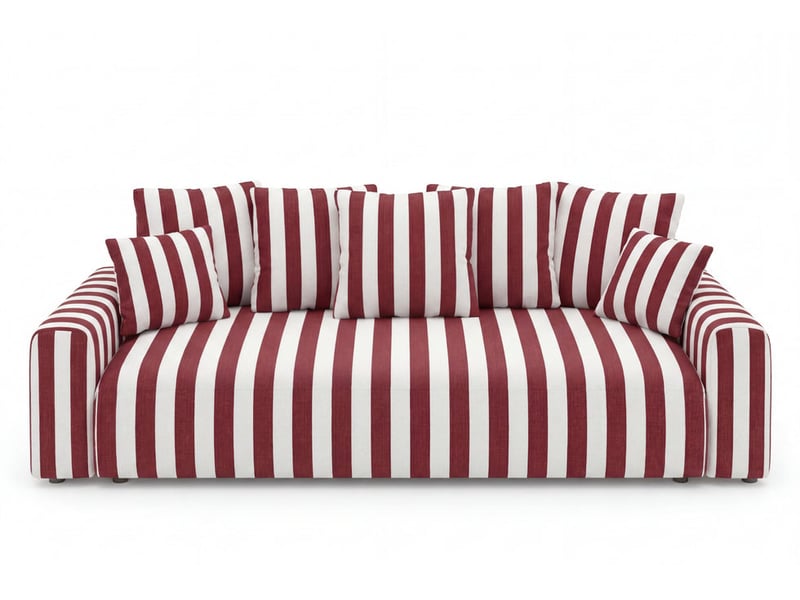 Oli - canapé droit convertible tissu rayé terracotta - Conforama A
