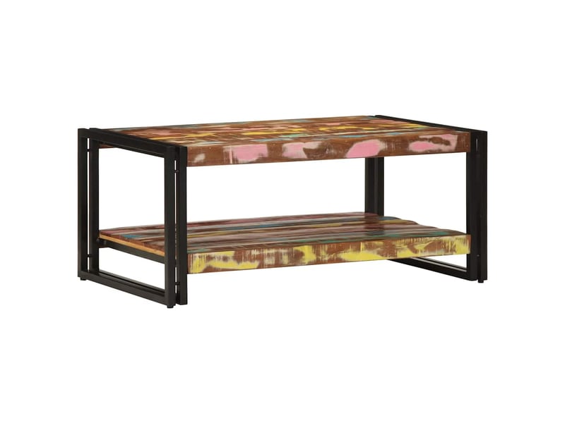  Table basse rectangulaire | table de salon multicolore 90x50x38 cm bois de récupération massif  - Conforama C