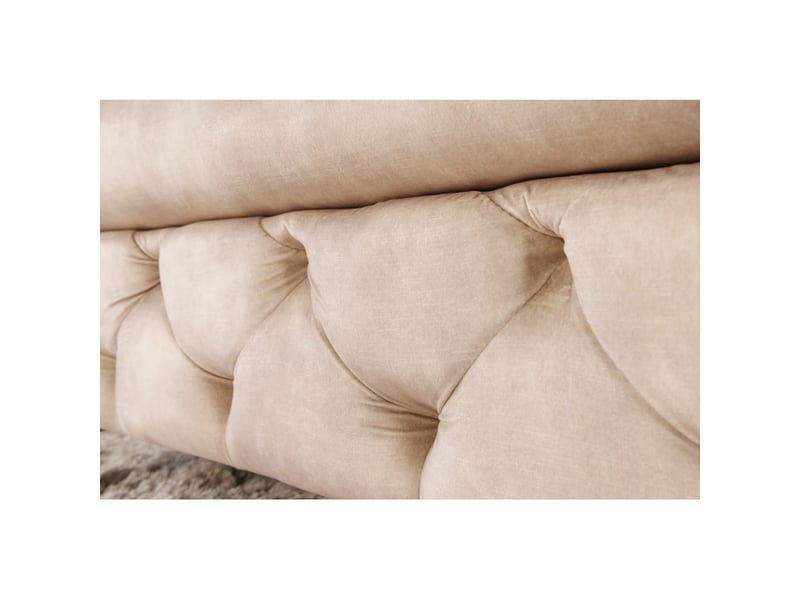  Pouf velena champagne capitonné – pouf baroque en velours avec pieds métal noirs  - Conforama E