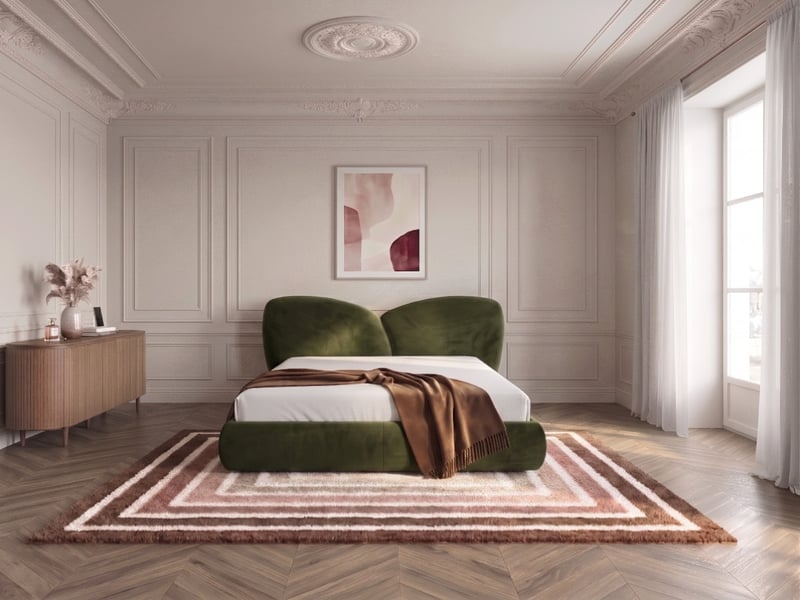  Bobochic lit bas danae tissu velours lisse vert 140x190 DANAE - Conforama B