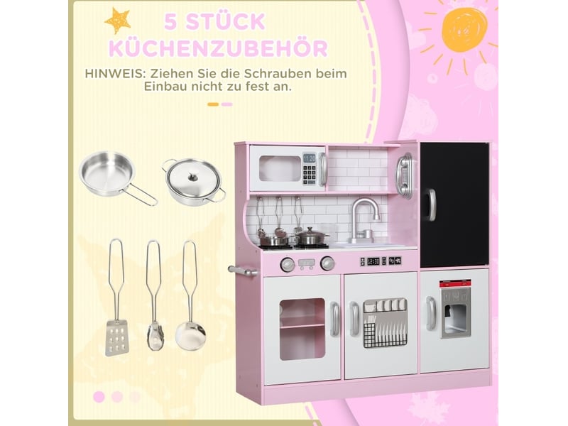  Cuisine jouet 83,8x26,8x81 cm avec accessoires bois rose  - Conforama C