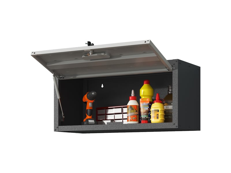  Armoire murale en métal - noir et gris - métal robuste - dimensions 75x30x34,5 cm - poids 20 kg - serrure avec 2 clés 75x30x34.5cm - Conforama D