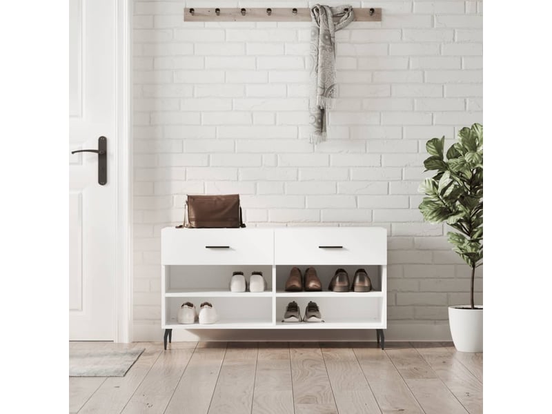  Banc à chaussures, meuble à chaussures blanc 102x35x55 cm bois d'ingénierie shl6096  - Conforama B