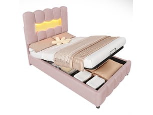 Lit coffre 90x200 cm HAVRYA   coloris rose