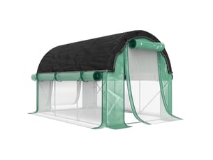 Serre tunnel 300 x 200 x 198 cm – verte – 6 fenêtres, parois enroulables, filet d'ombrage uv résistant