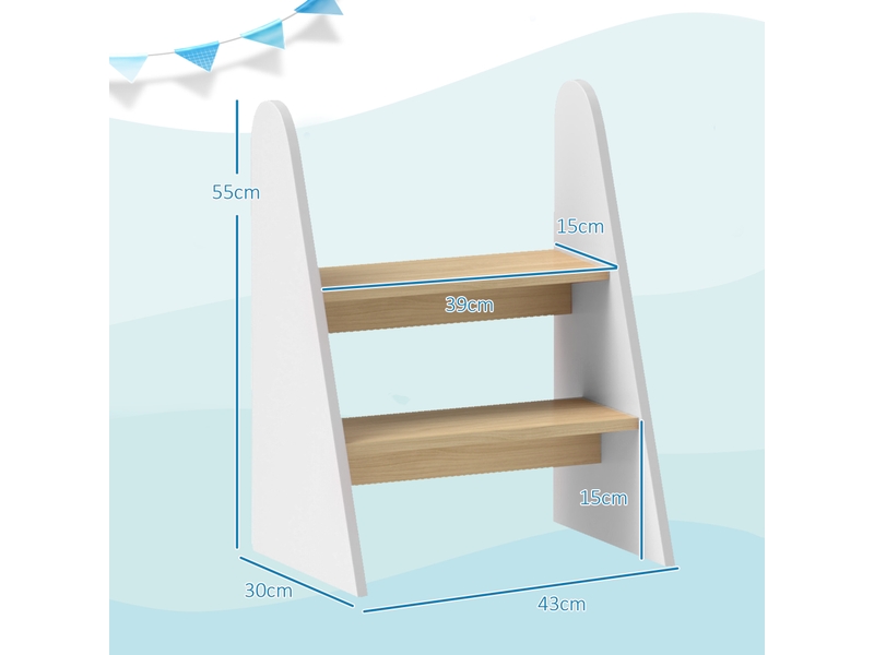 Tabouret enfant à 2 marches, tour d'apprentissage pour enfants de 3 ans et plus, pour salle de bain, cuisine, bibliothèque, chambre, blanc - Conforama D