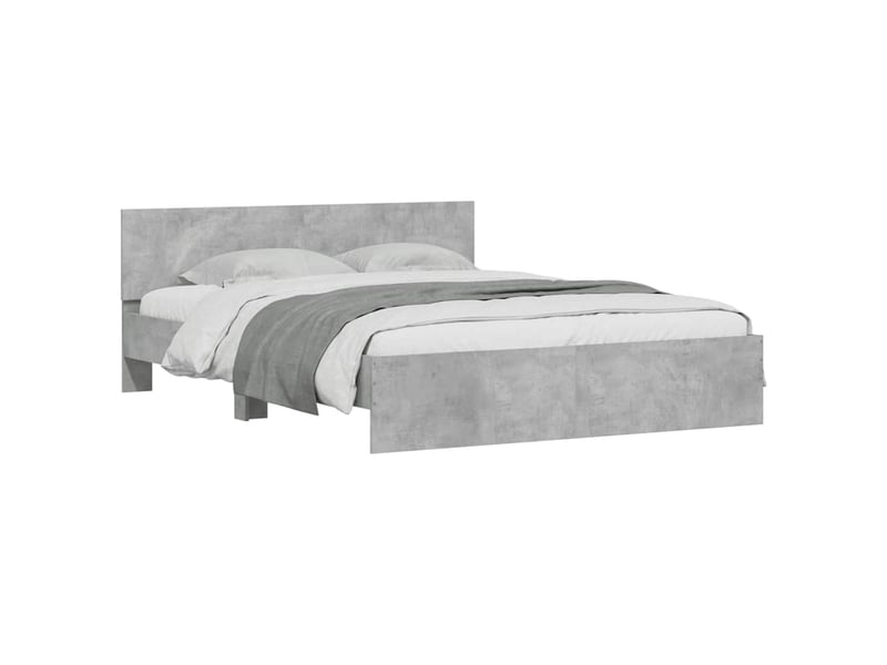  Cadre de lit avec tête de lit et led gris béton 150x200 cm  - Conforama E