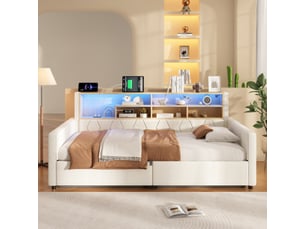 Lit banquette 90x200 cm <strong>MODERNLUXE</strong> <strong></strong> coloris beige