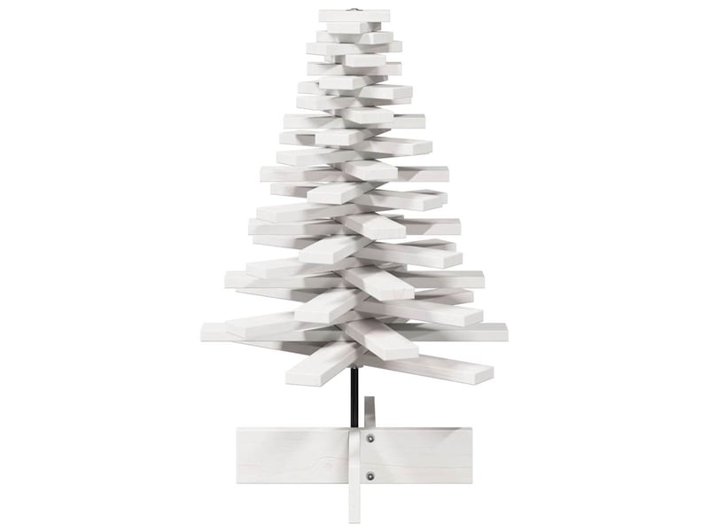 Arbre de noël, sapin de noël en bois pour décoration blanc 80 cm pin massif  - Conforama C