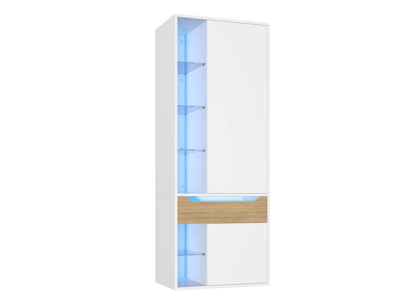  Armoire blanche avec vitrine led 75 × 50 × 200 cm, penderie et tiroir IKSETERA TRADING LTD - Conforama R