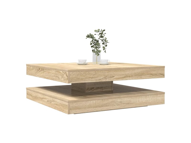  Table basse | table de salon rotative à 360 degrés chêne sonoma 90x90x34,5 cm  - Conforama A