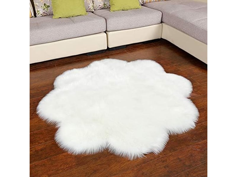  (blanc, 60 x 60cm)cozy sensation comme véritable laine tapis en fourrure synthétique, fluffy soft longhair décoratif coussin de chaise canapé natte DNUIT001624M-SCM - Conforama B
