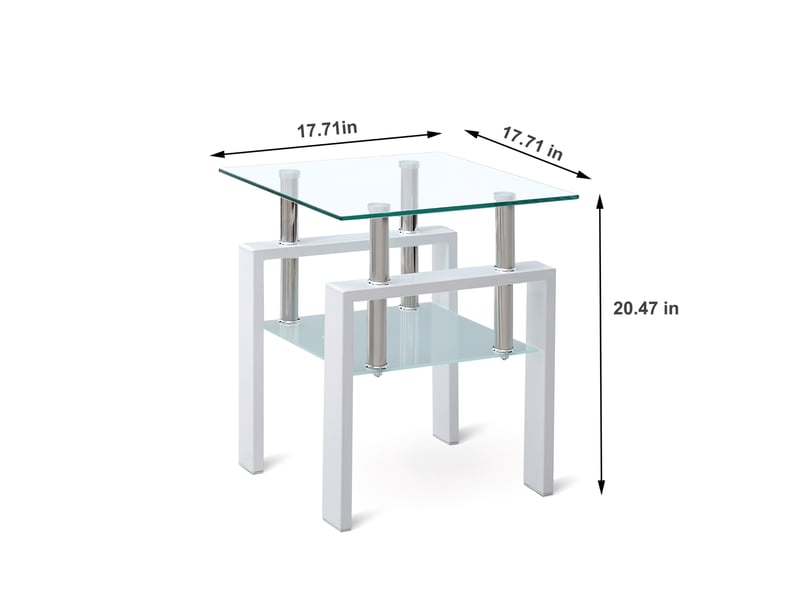 Ensemble de 2 tables d'appoint 45x45x52 cm en verre trempé à 2 niveaux transparent chicfurn - Conforama D
