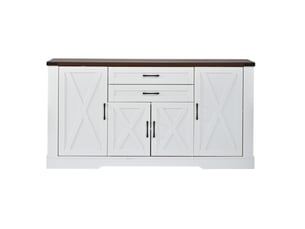 Buffet de cuisine 160x39x81,5 cm, 4 portes, 2 tiroirs, poignées métal, mdf et panneau de particules, blanc, rangement