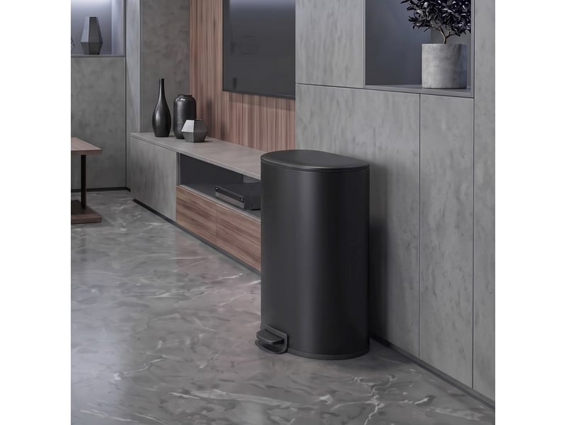  Poubelle de cuisine à pédale de 40 l avec couvercle à fermeture douce et maintien en position ouverte, noir  - Conforama R