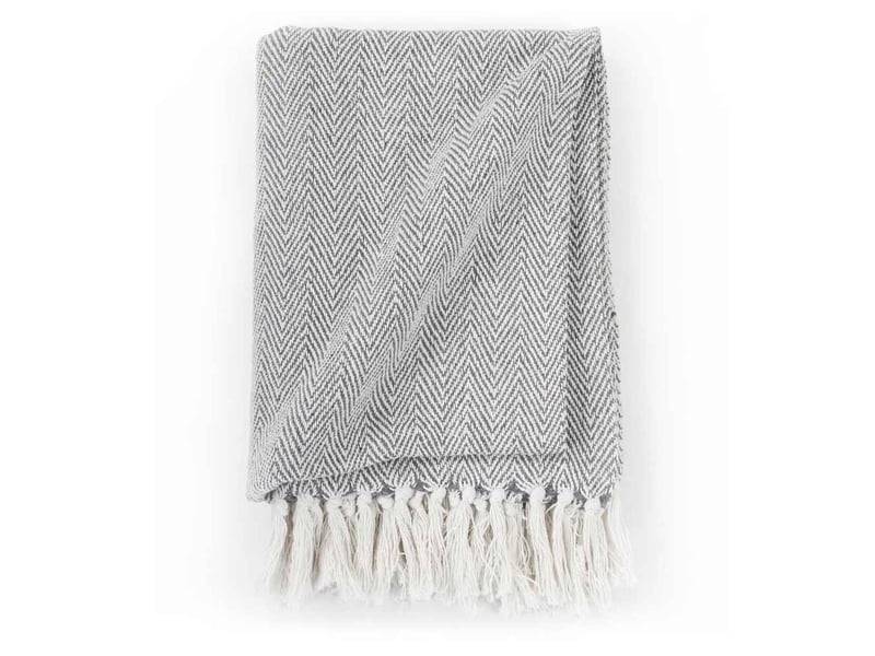  Couverture coton à chevrons 160x210 cm gris  - Conforama C