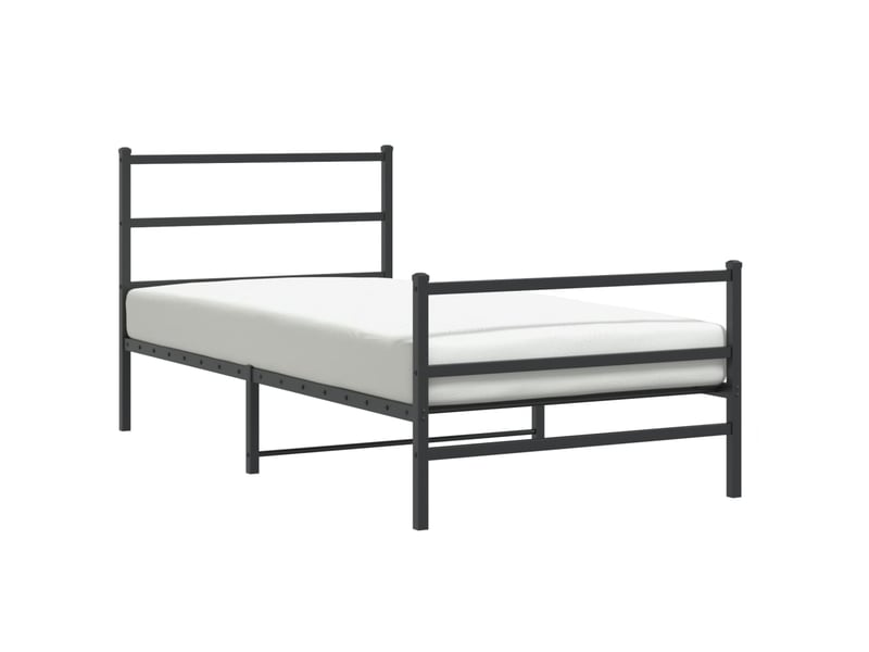  Lit simple- lit adulte -  cadre de lit métal sans matelas et pied de lit noir 100x200 cm  - Conforama A
