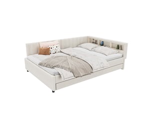 Lit gigogne 140x200 cm <strong>KORFEE</strong>  <strong></strong> coloris beige