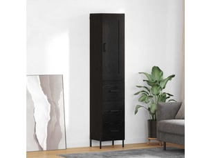 Buffet - haut armoire chêne noir 34,5 x 34 x 180 cm bois d'ingénierie