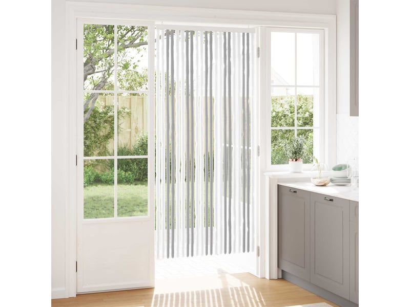  Rideau anti-insectes, moustiquaire en chenille gris clair et blanc cf43440  - Conforama B