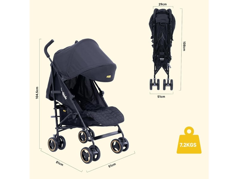 Poussette pliable 51x81x104,5 cm inclinable métal noire - Conforama D