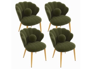Lot de 4 chaises de salle à manger 60x62,5x83 cm en tissu bouclé vert, pieds dorés