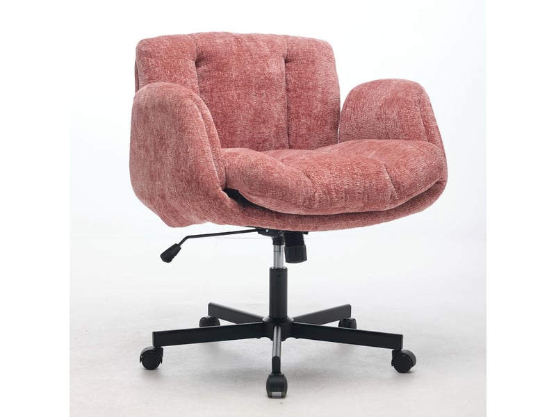  Fauteuil de bureau pivotant réglable en chenille rose 57.5 x 60 x 92.5 cm W3223P453734 - Conforama B