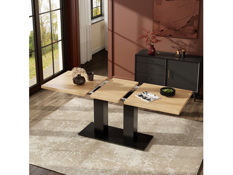  Table à manger extensible 140x70 cm mdf naturel  - Conforama B