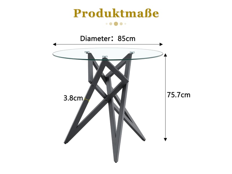  Table basse ronde en verre - 85x85x75,7 cm verre trempé et noir - couchtisch moderne design géométrique pour salon  - Conforama B