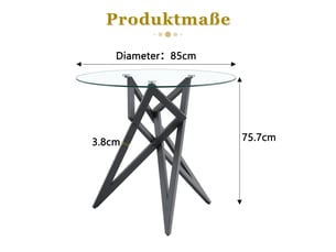 Table basse ronde en verre - 85x85x75,7 cm verre trempé et noir - couchtisch moderne design géométrique pour salon