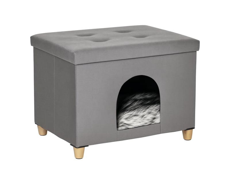  Niche d'intérieur avec repose-pieds et coussin amovible gris 60 x 45 x 44,5 cm  - Conforama A