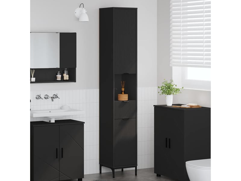 Cabinet de salle de bain, armoire salle de bain noir 31,5 x 33 x 190 cm cf65394 - Conforama B